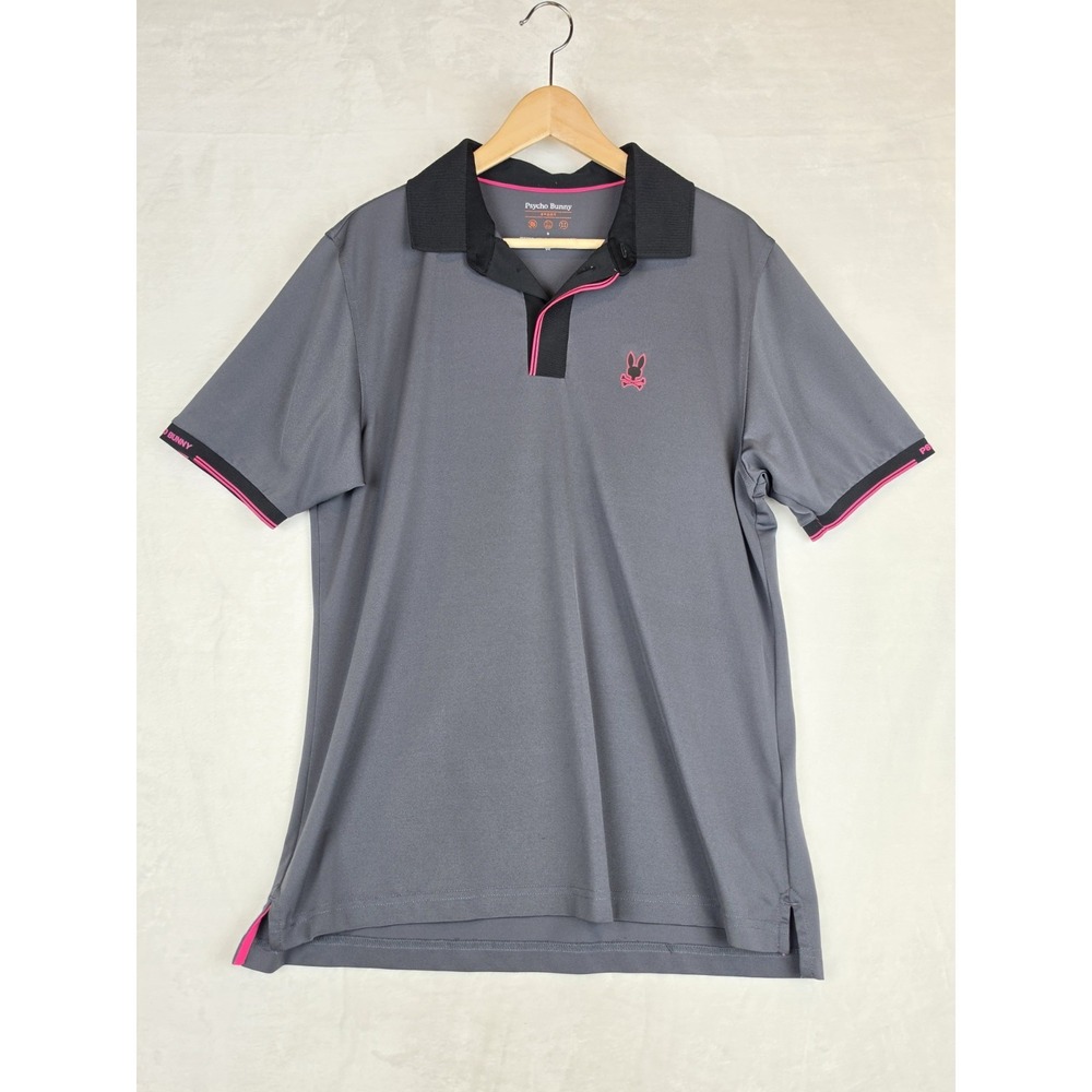 Psycho Bunny Mens Sport Polo Size 6 XL Gray Pink Colorblock Performance